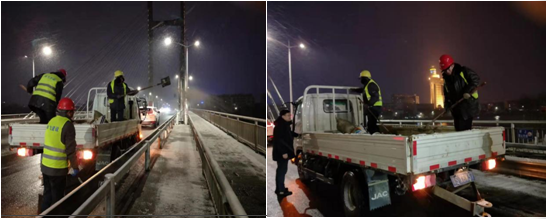 寒夜奔波除雪忙   不畏严寒保畅通